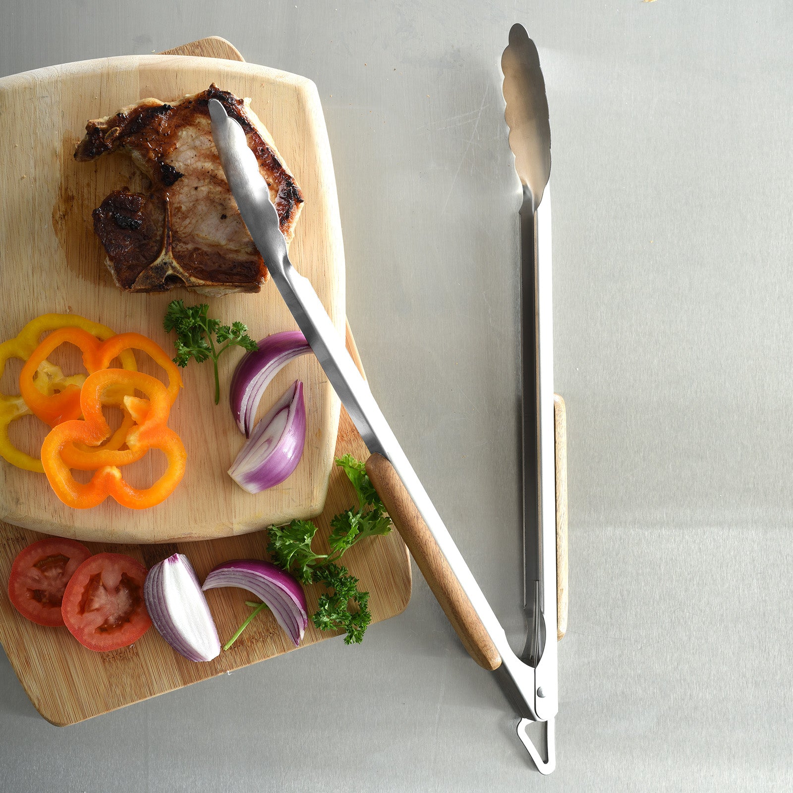 Norpro 18-Inch BBQ Tongs with Acacia Handle