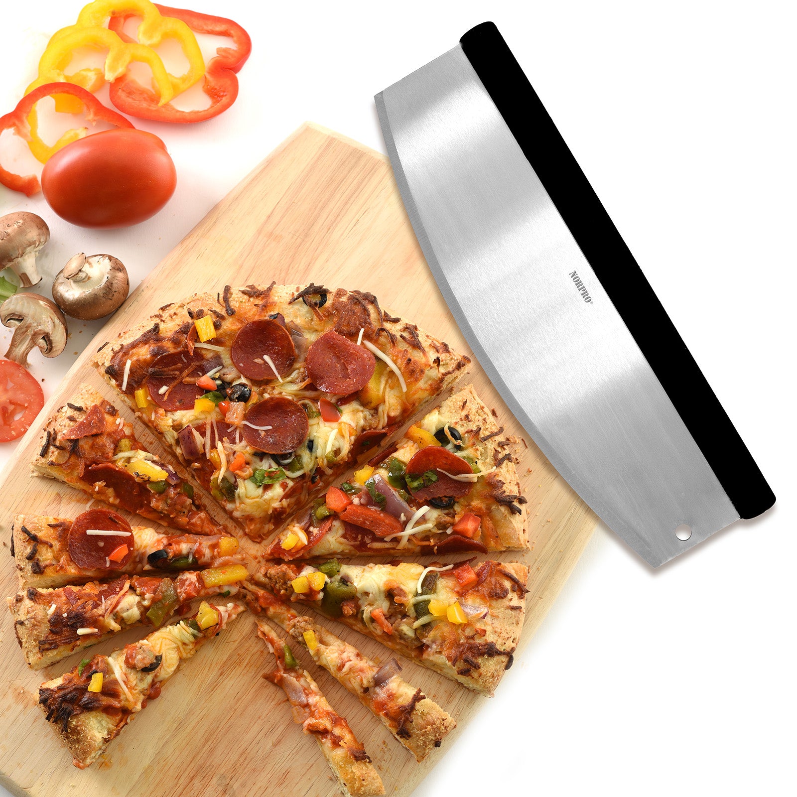 Norpro Grip EZ Multi Use Rocking Pizza Cuttler, Stainless Steel