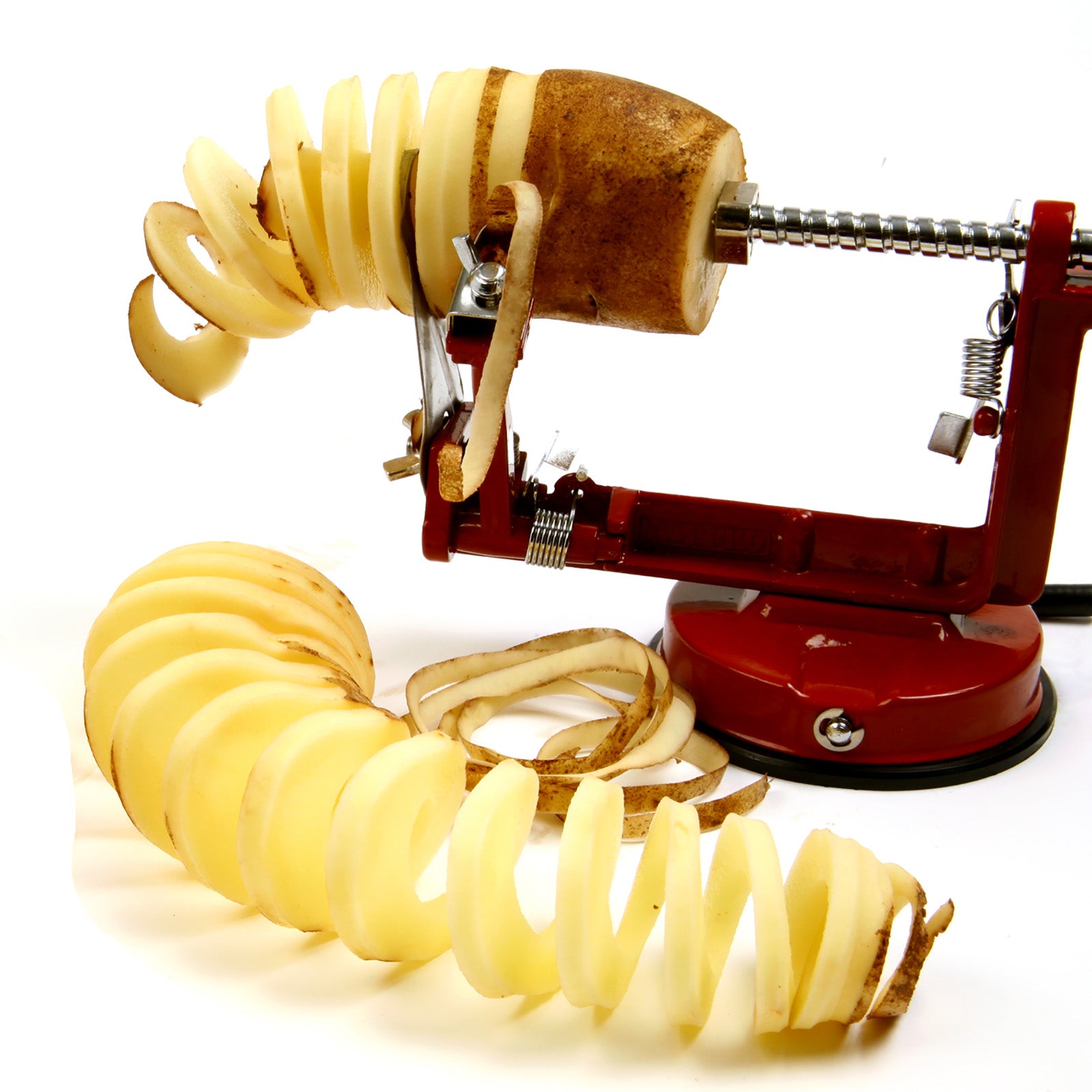 Norpro Apple-Master Parer, Slicer & Corer With Vacuum Base and Clamp for Rough Surfaces, Red