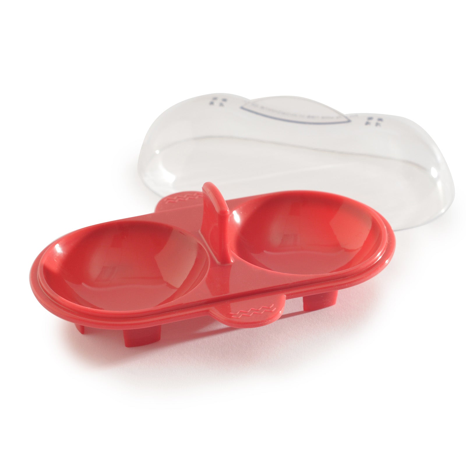 Norpro Silicone Microwave Double Egg Poacher with Lid, Red
