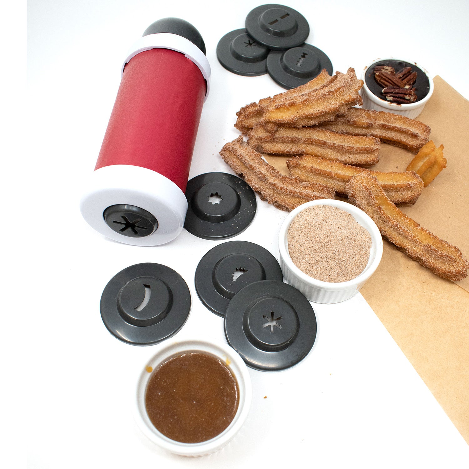 Norpro Churro Maker with 8 Interchangeable Discs, Red