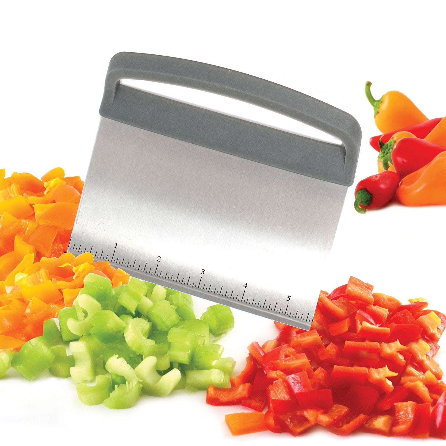 Norpro Nested Chopper and Scraper Set, Set of 3 Utensils, Red and Gray