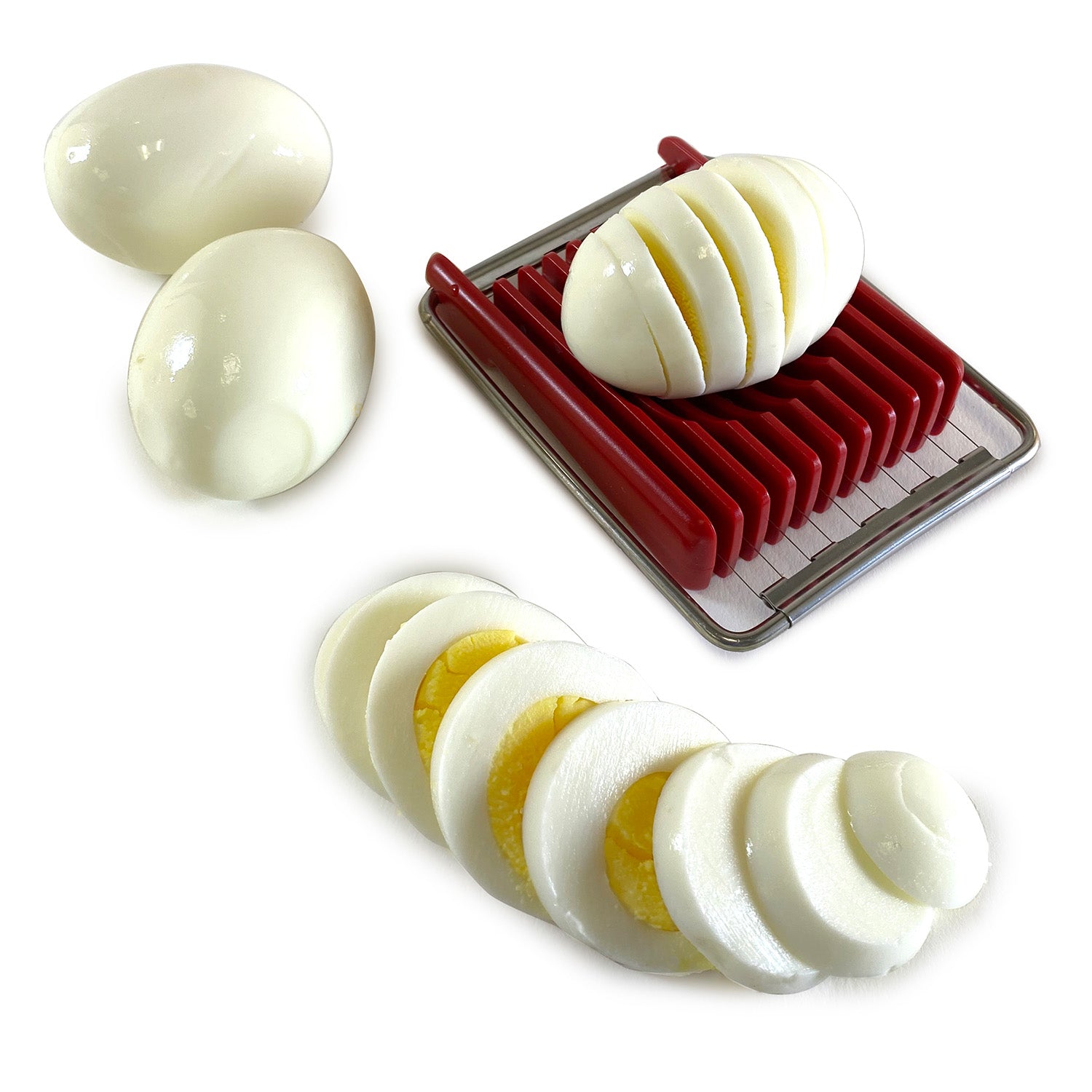 Norpro Dual Sided Flip N' Slice Mushroom, Egg, Cheese, and Butter Slicer, Red