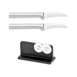 Rada Cutlery 2.38-Inch Granny Paring Knife Set of 2, Silver Handles & Quick Edge Knife Sharpener