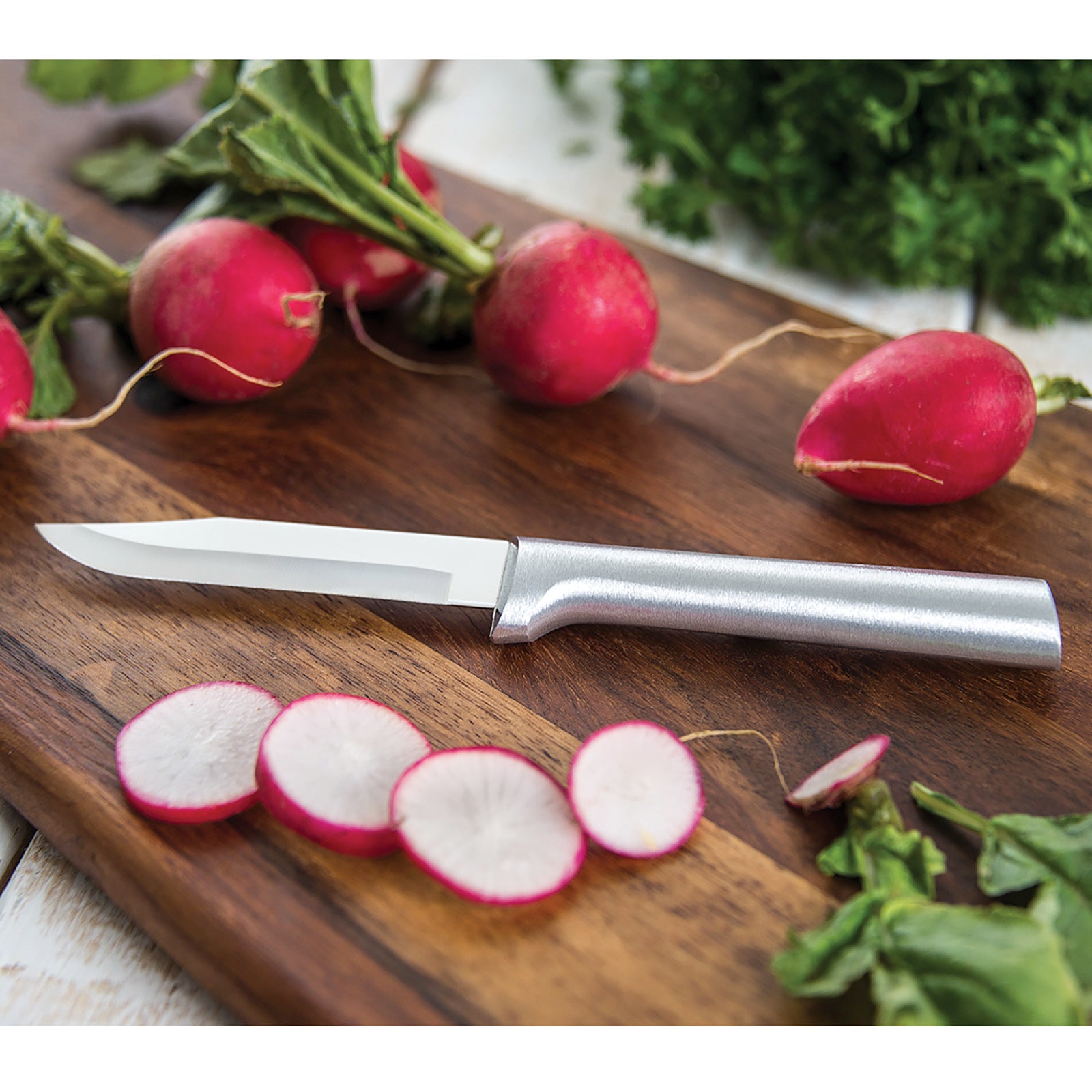 Rada Cutlery 3.25-Inch Regular Paring Knife Set of 2, Silver Handles & Quick Edge Knife Sharpener