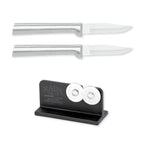 Rada Cutlery 2.5-Inch Peeling Paring Knife Set of 2, Silver Handles & Quick Edge Knife Sharpener