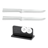 Rada Cutlery 4.875-Inch Utility/Steak Knife Set of 2, Silver Handles & Quick Edge Knife Sharpener