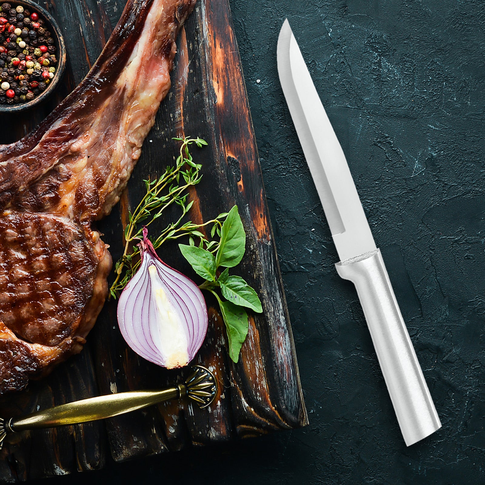 Rada Cutlery 5.375-Inch Stubby Butcher Knife, Aluminum Handle