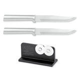 Rada Cutlery 5.375-Inch Stubby Butcher Knife Set of 2, Silver Handles & Quick Edge Knife Sharpener