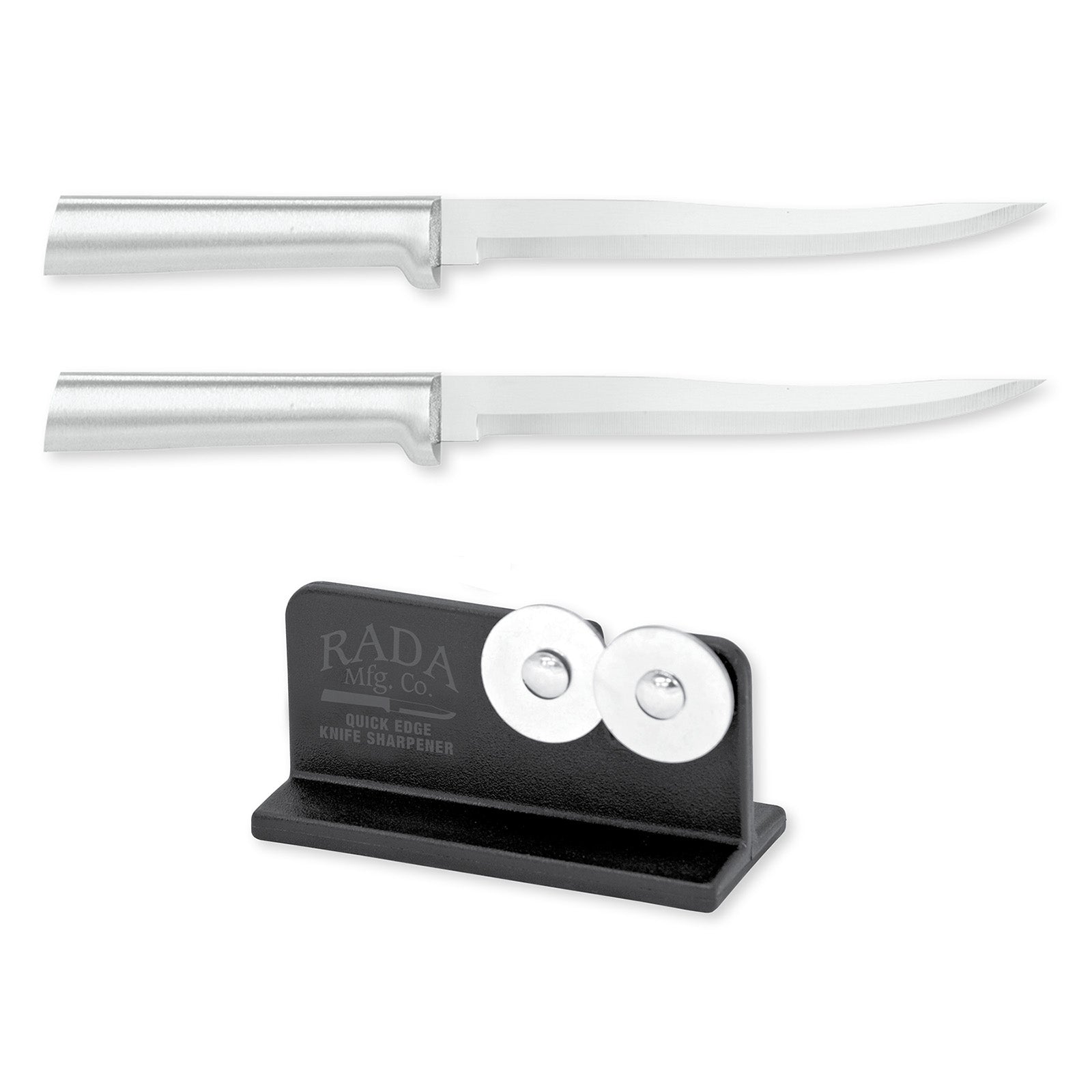 Rada Cutlery 6.625 Carver Boning Knife Set of 2, Silver Handles & Quick Edge Knife Sharpener