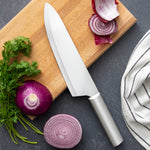 Rada Cutlery 8.5-Inch French Chef Knife, 5.25 Inch Chef's Dicer Knife, Silver Handles & Quick Edge Knife Sharpener