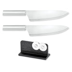 Rada Cutlery 8.5-Inch French Chef Knife Set of 2, Silver Handles & Quick Edge Knife Sharpener