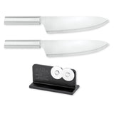 Rada Cutlery 8.5-Inch French Chef Knife Set of 2, Silver Handles & Quick Edge Knife Sharpener