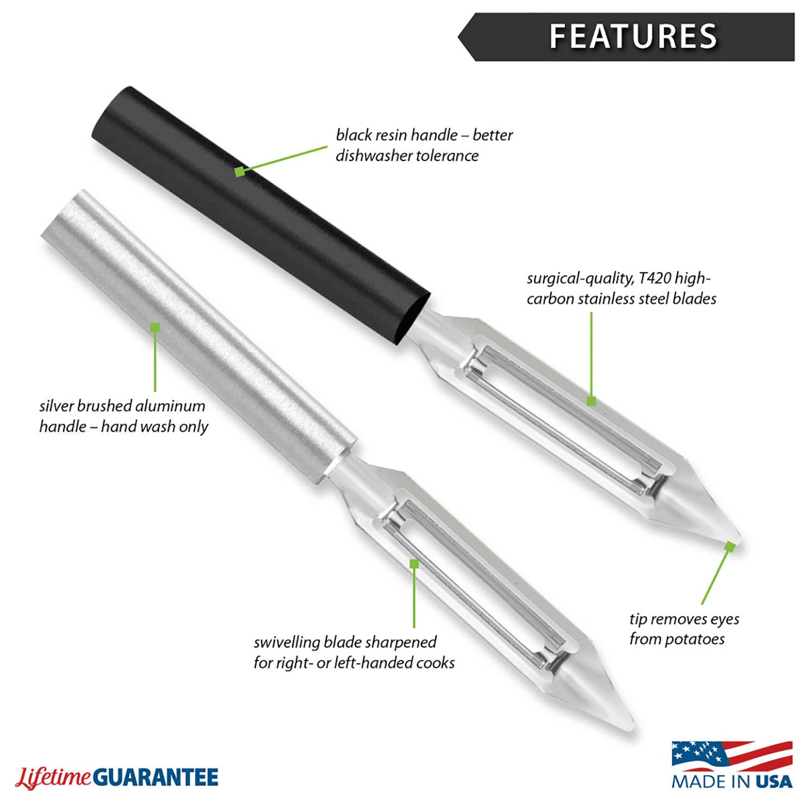 Rada Cutlery 1.75-Inch Swivel Vegetable Peeler, Aluminum Handle