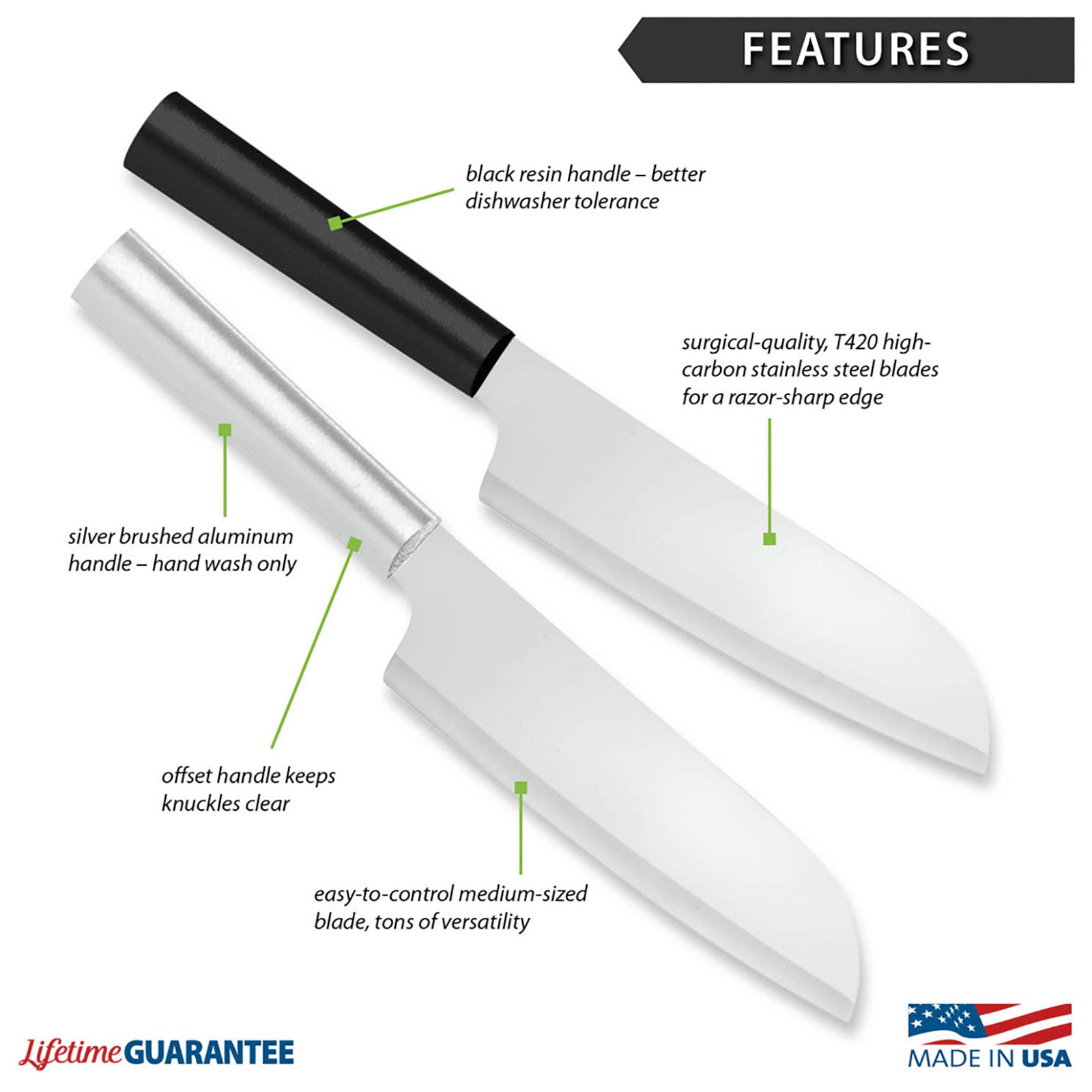 Rada Cutlery 6.25-Inch Cook's Knife Set of 2, Silver Handles & Quick Edge Knife Sharpener