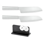Rada Cutlery 6.25-Inch Cook's Knife Set of 2, Silver Handles & Quick Edge Knife Sharpener