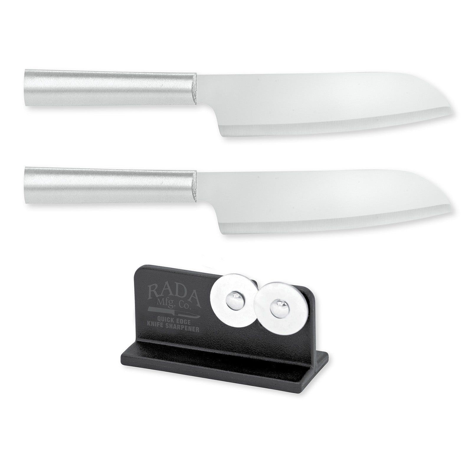 Rada Cutlery 6.25-Inch Cook's Knife Set of 2, Silver Handles & Quick Edge Knife Sharpener