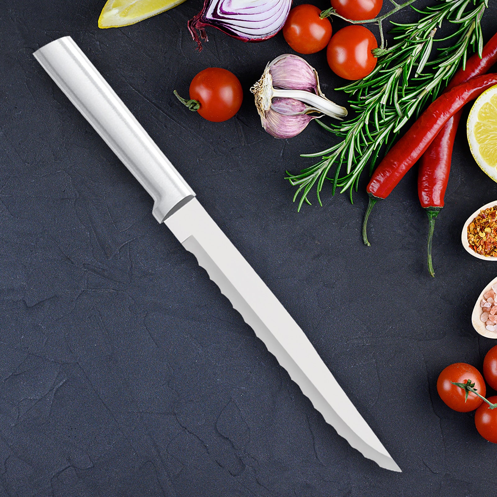Rada Cutlery 7-Inch Serrated Slicer Stainless Steel Blade, Aluminum Handle