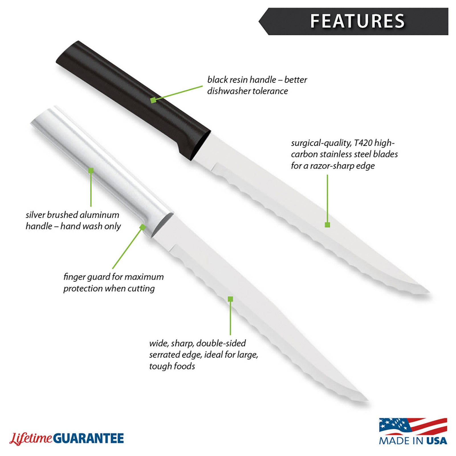 Rada Cutlery 7-Inch Serrated Slicer Stainless Steel Blade, Aluminum Handle