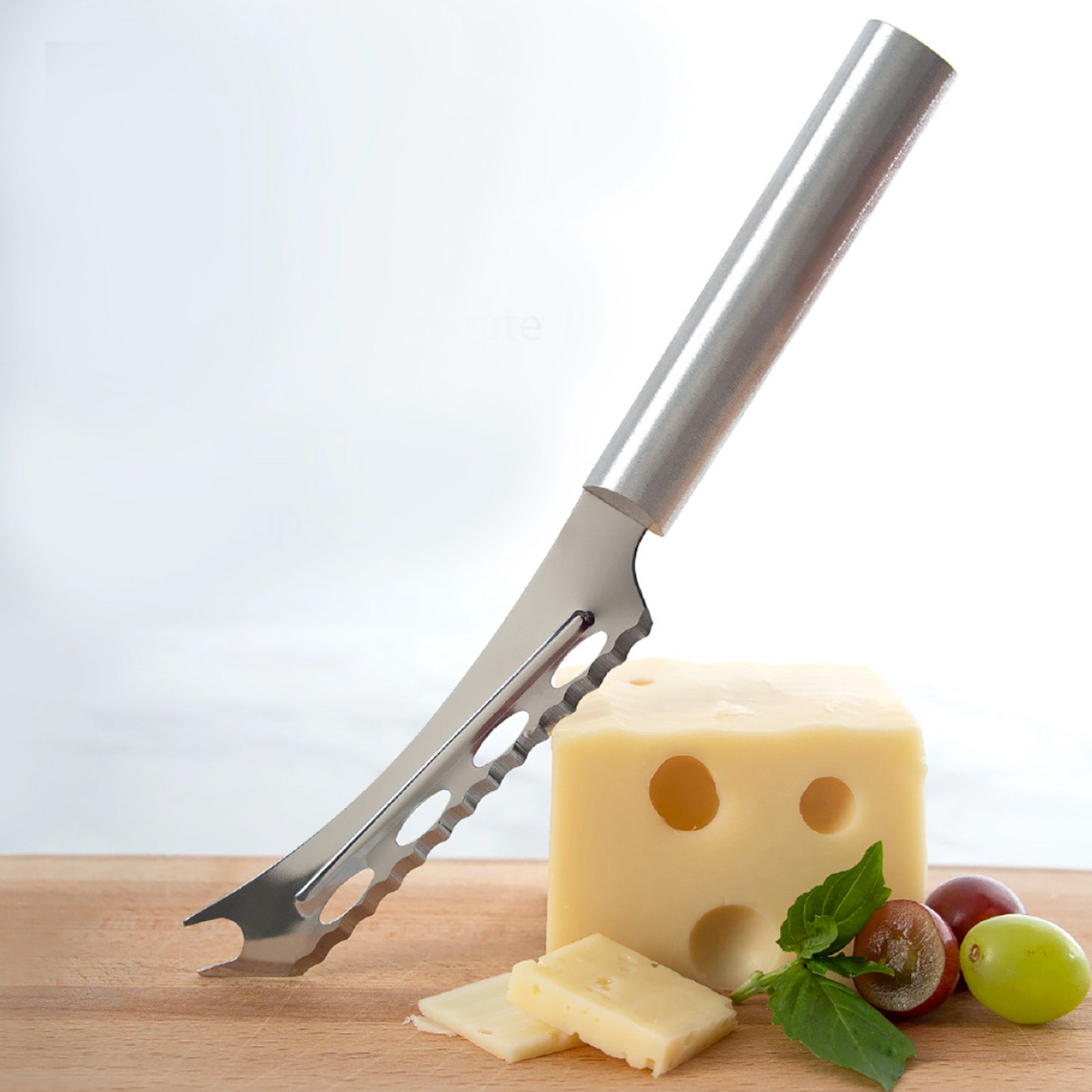 Rada Cutlery 5.25-Inch Cheese Knife & 5-Inch Tomato Slicer, Stainless Steel Serrated Blades, Silver Handles