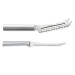 Rada Cutlery 5.25-Inch Cheese Knife & 5-Inch Tomato Slicer, Stainless Steel Serrated Blades, Silver Handles