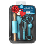 R&M International Junior 12 Piece Bakeware Set with Pan, Rolling Pin, Tools, and Cookie Cutters