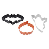 R&M International Halloween 3 Piece Cookie Cutter Set with Bat, Pumpkin, and Ghost, Polyresin Coated