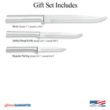 Rada 3 Piece Housewarming Knife Gift Set, Silver Handles