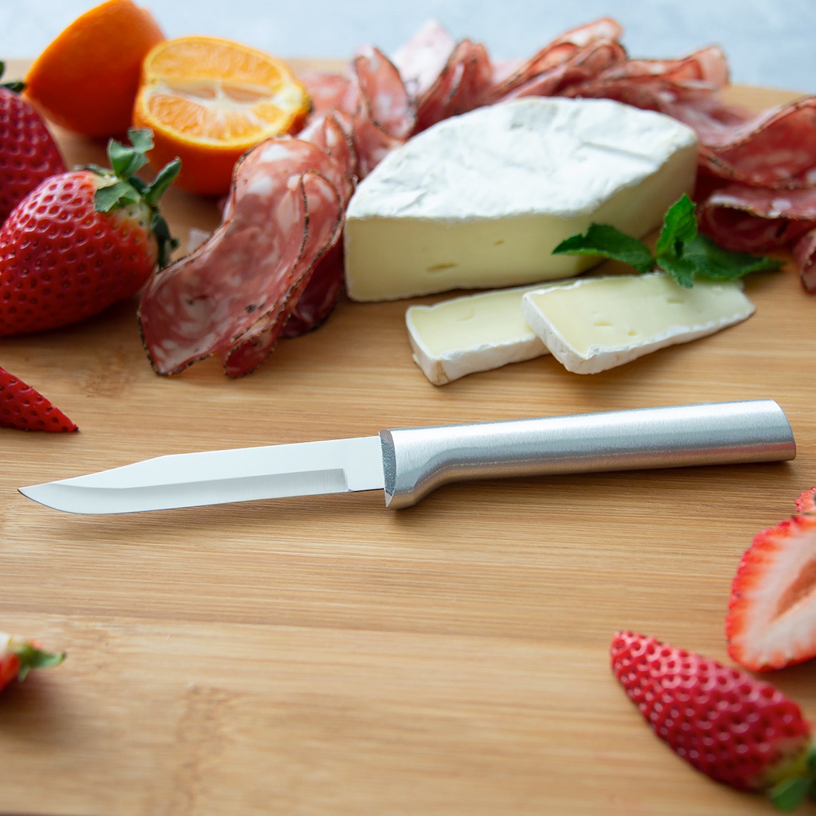 Rada 3 Piece Housewarming Knife Gift Set & 5-Inch Tomato Slicer Stainless Steel Serrated Blade, Silver Handles