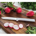 Rada 3 Piece Housewarming Knife Gift Set & 5-Inch Tomato Slicer Stainless Steel Serrated Blade, Silver Handles