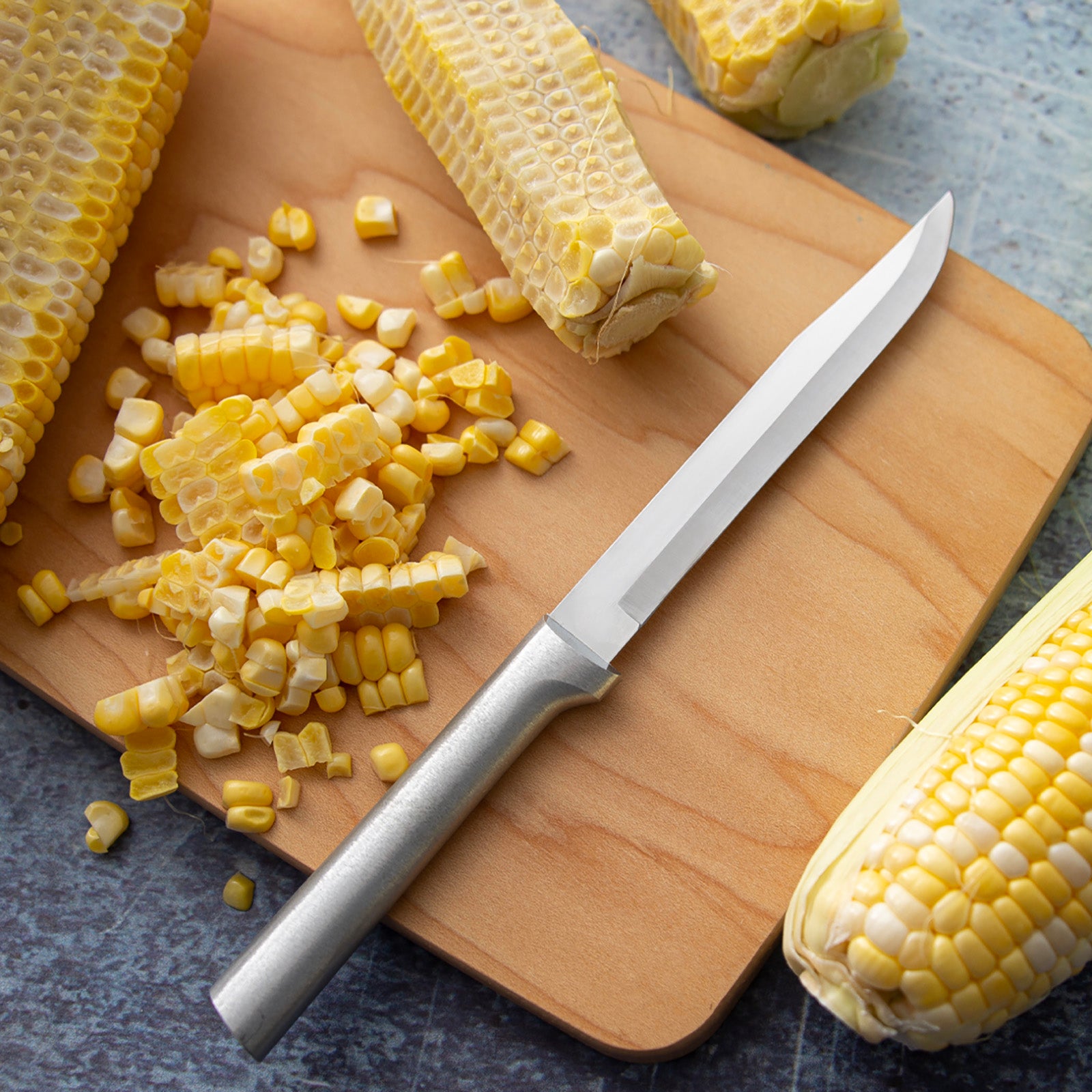 Rada 4 Piece Wedding Register Set & 5-Inch Tomato Slicer Stainless Steel Serrated Blade, Silver Handles