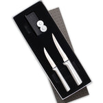 Rada 2 Piece Paring Knife Set with Sharpener and Gift Box, Silver Handles