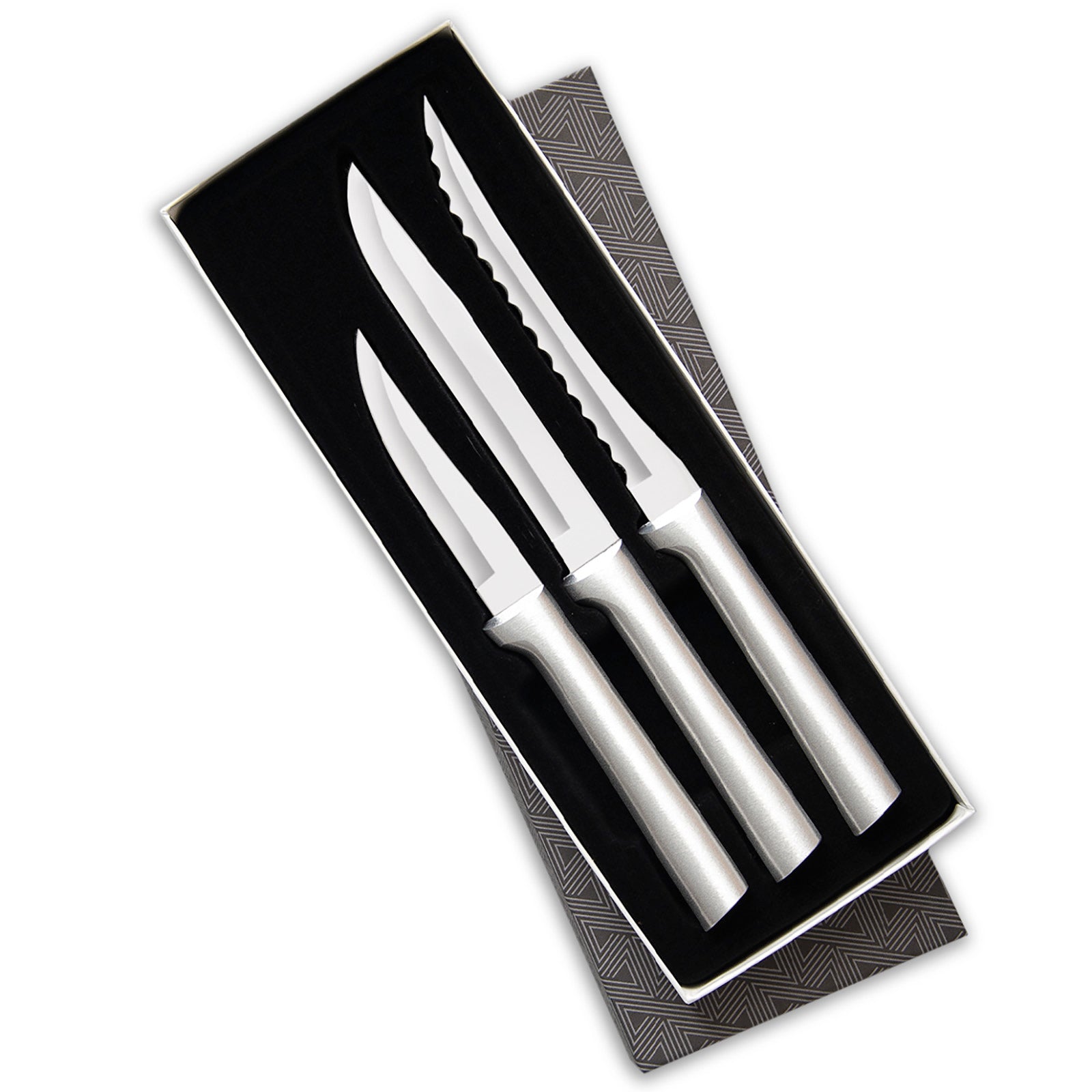Rada 3 Piece Cooking Essentials Knife Set with Gift Box, Silver Handles