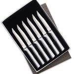 Rada 6 Piece Serrated Steak Knives Set with Gift Box, Silver Handles