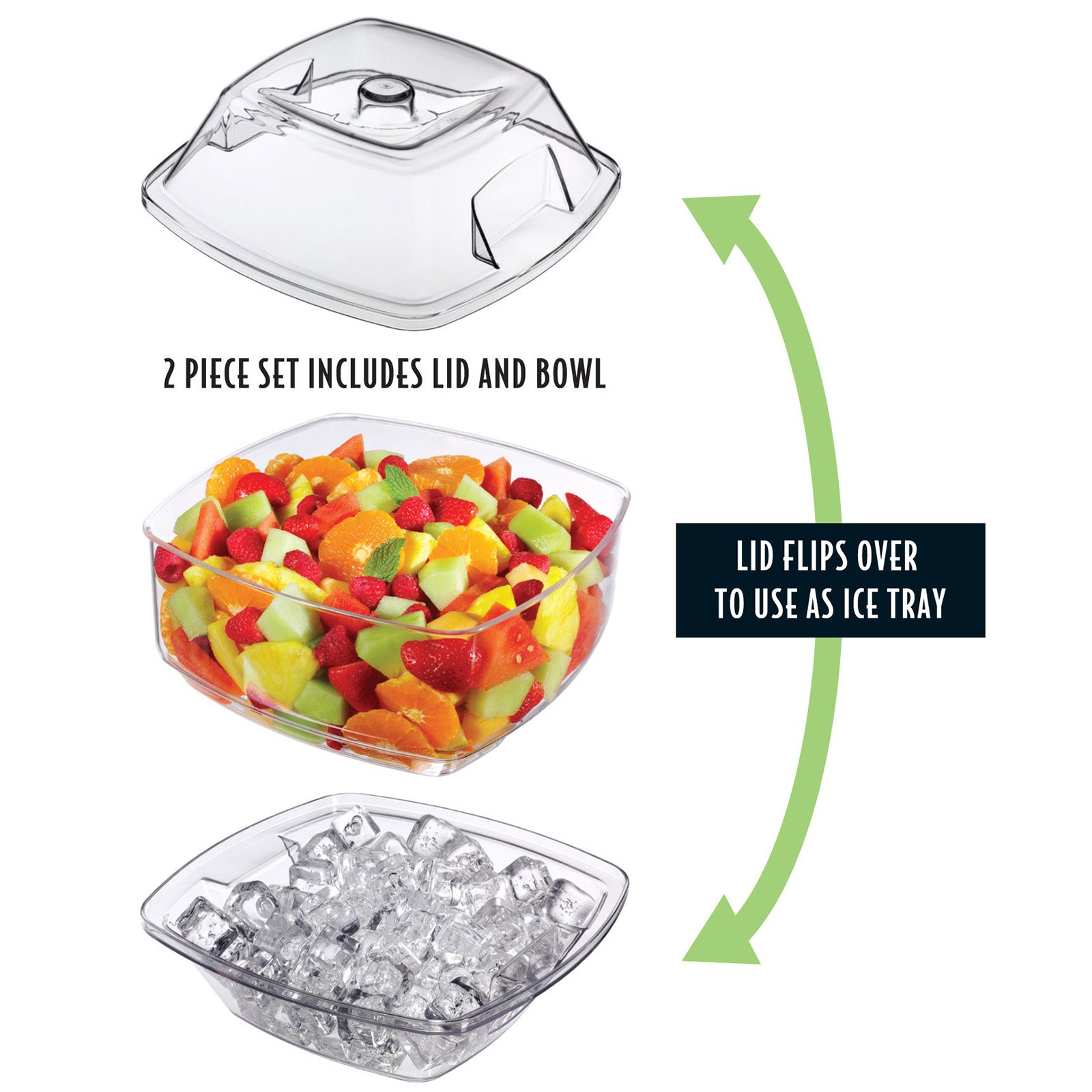 Prodyne Acrylic Flip Salad On Ice Bowl with Lid, Piece Set, 10-Inch