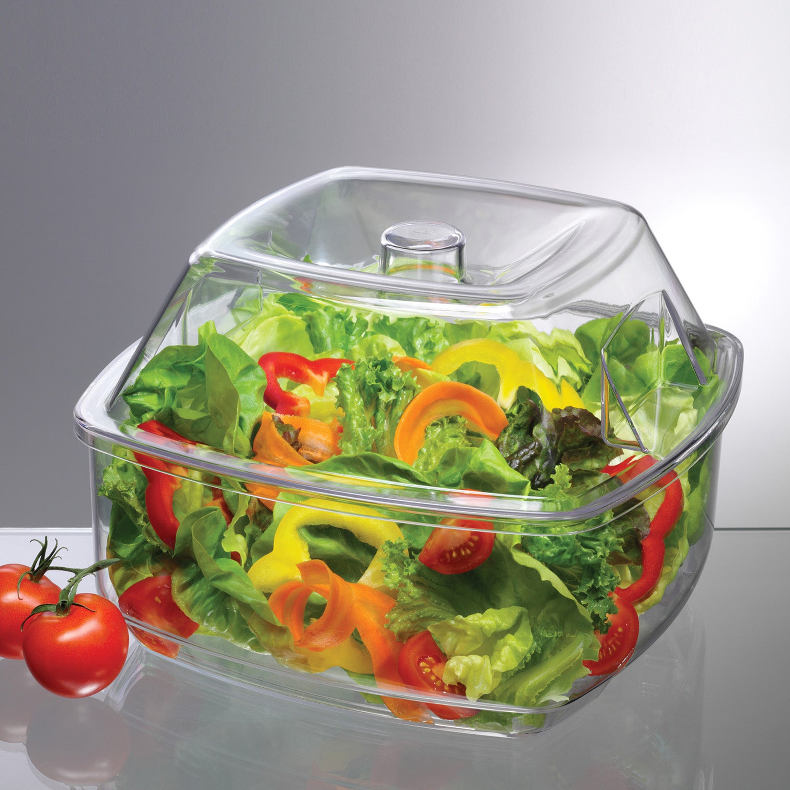 Prodyne Acrylic Flip Salad On Ice Bowl with Lid, Piece Set, 10-Inch