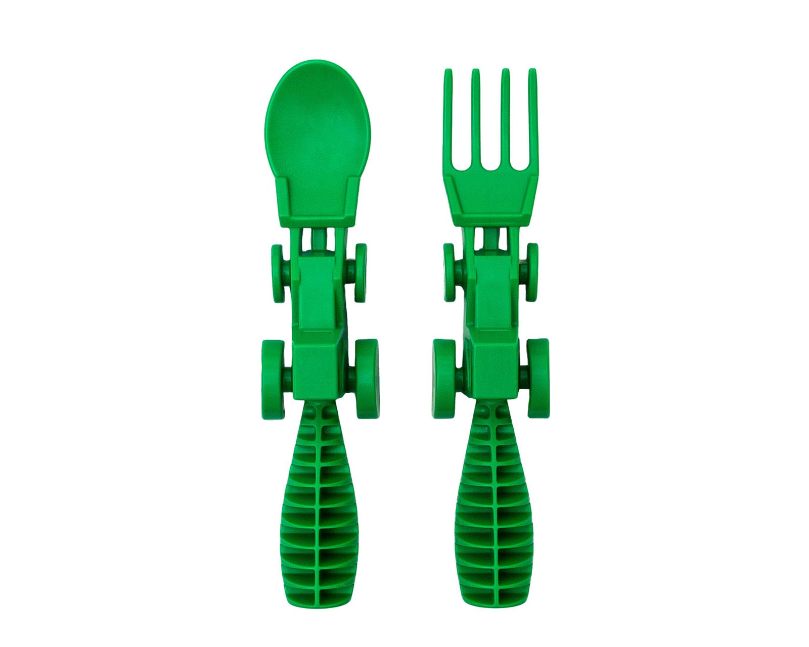 Constructive Eating Set of 2 Tractor Utensils for Kids and Toddlers, Green, 1 Pack