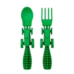 Constructive Eating Set of 2 Tractor Utensils for Kids and Toddlers, Green, 1 Pack