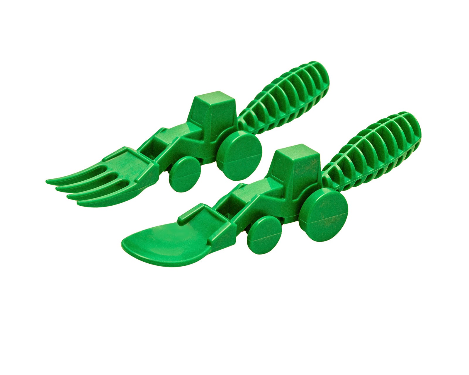 Constructive Eating Set of 2 Tractor Utensils for Kids and Toddlers, Green, 1 Pack