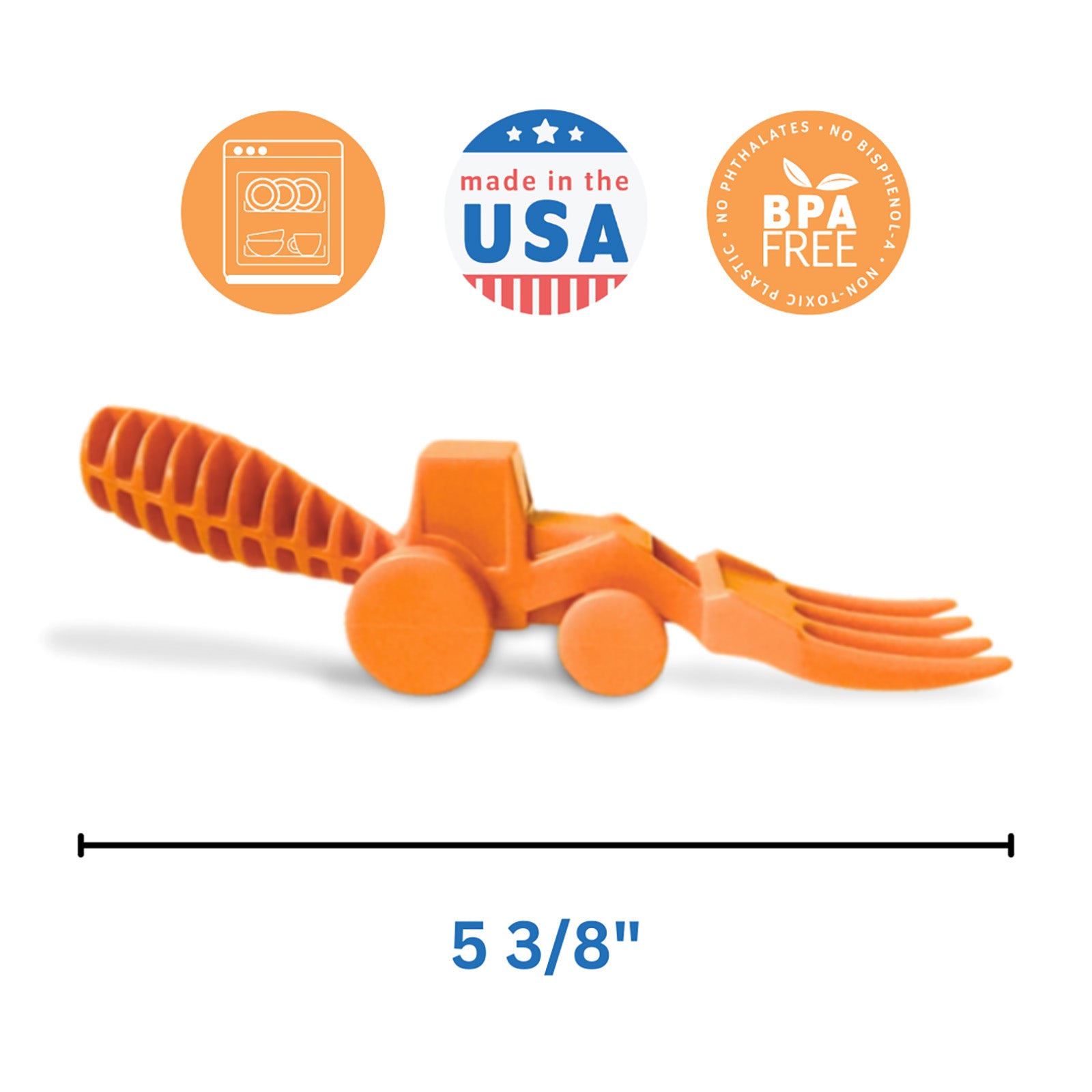 Constructive Eating Set of 2 Tractor Utensils for Kids and Toddlers, Orange, 1 Pack