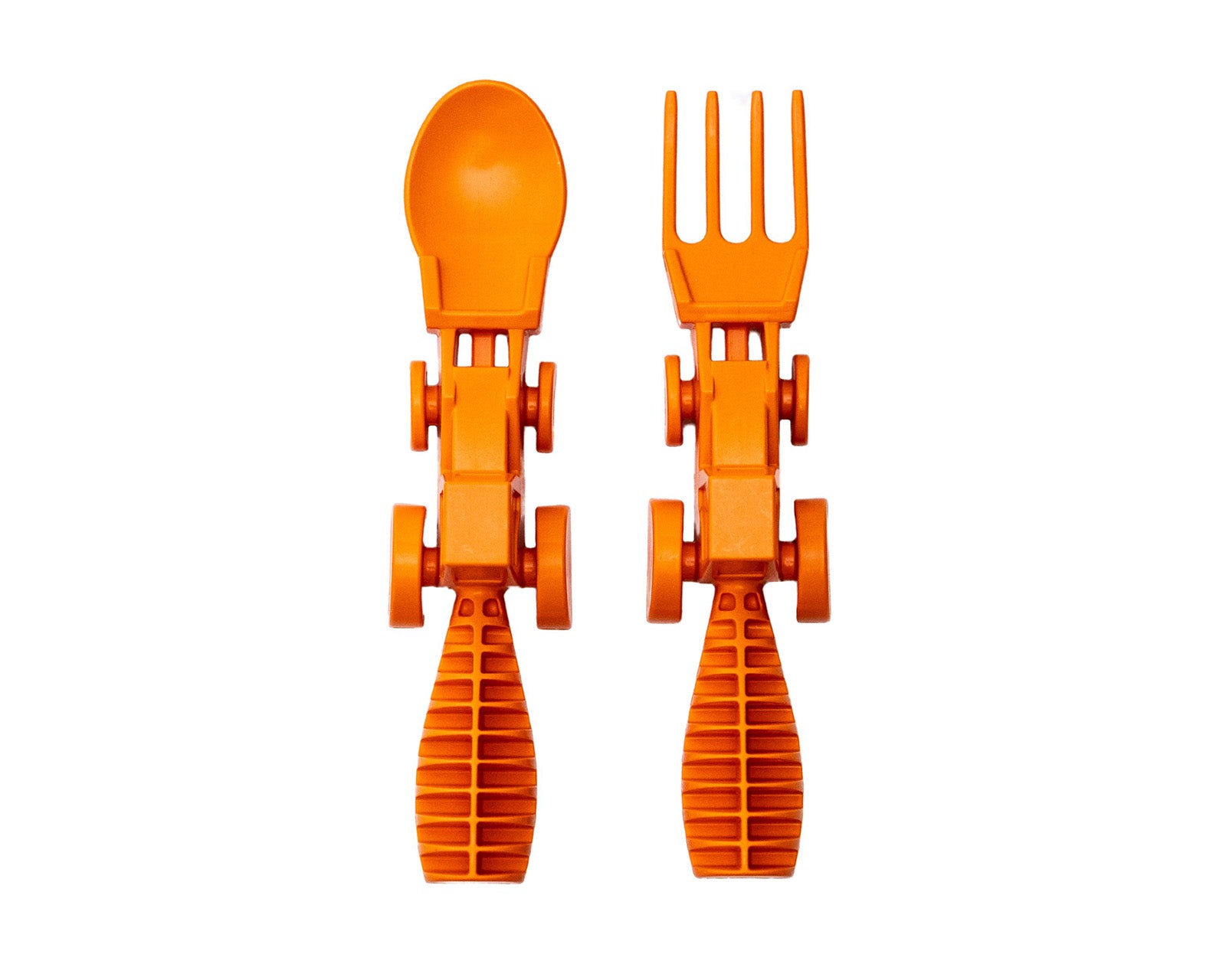 Constructive Eating Set of 2 Tractor Utensils for Kids and Toddlers, Orange, 1 Pack