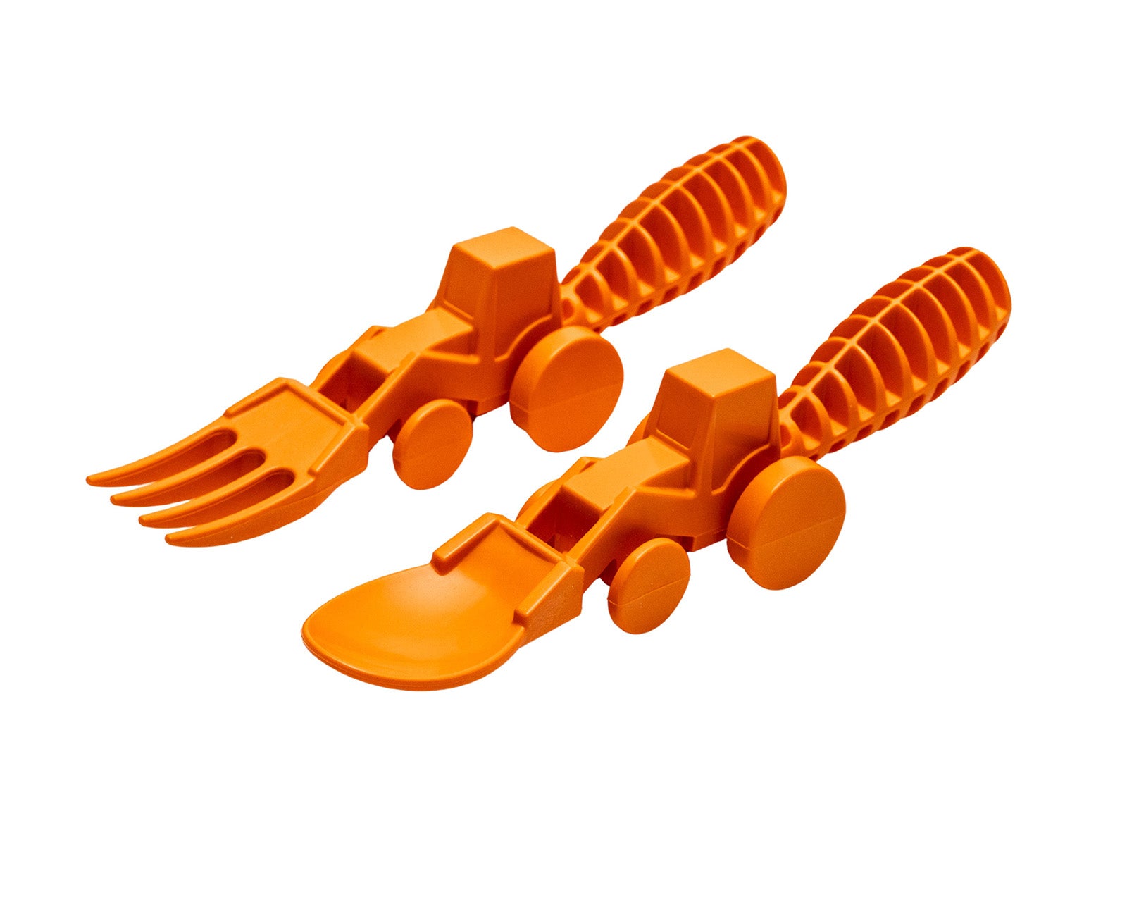 Constructive Eating Set of 2 Tractor Utensils for Kids and Toddlers, Orange, 1 Pack
