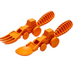 Constructive Eating Set of 2 Tractor Utensils for Kids and Toddlers, Orange, 2 Pack