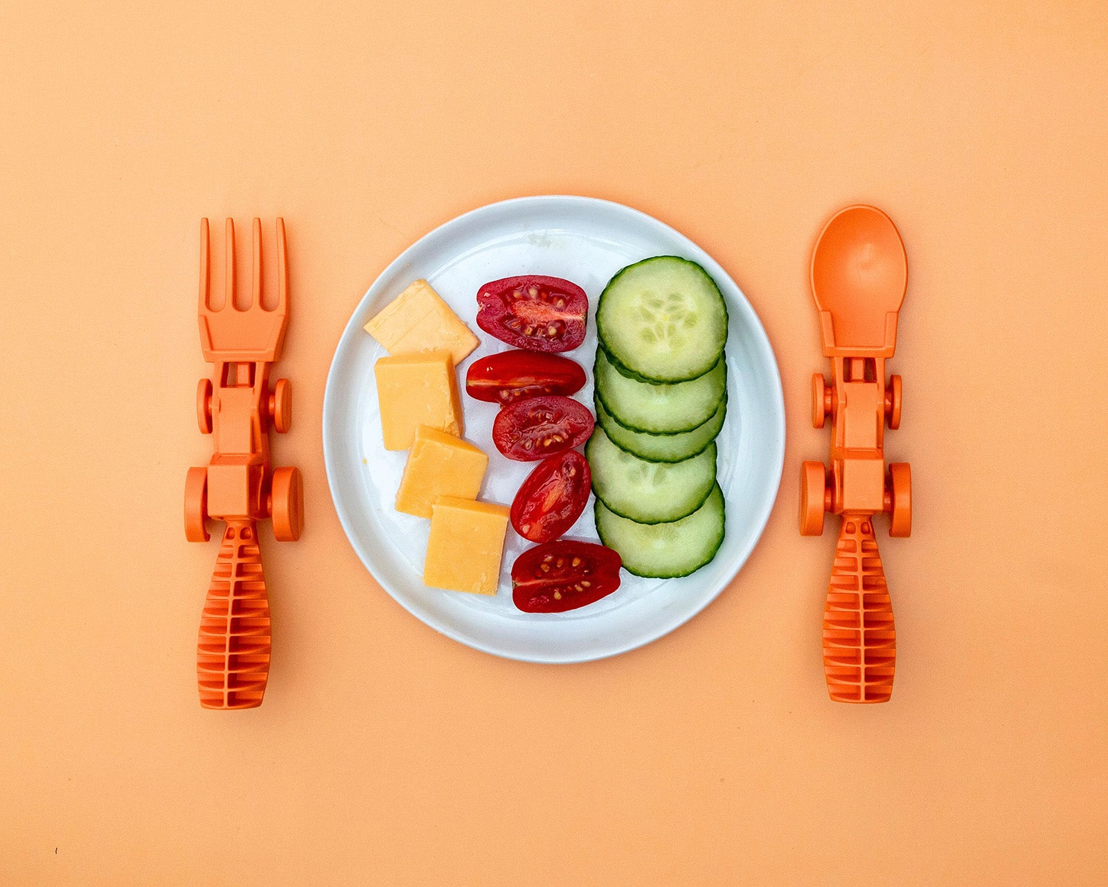 Constructive Eating Set of 2 Tractor Utensils for Kids and Toddlers, Orange, 2 Pack