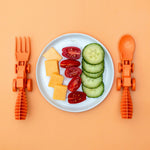 Constructive Eating Set of 2 Tractor Utensils for Kids and Toddlers, Orange, 2 Pack
