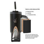 SUBZERO® CHILL’N 24 Ounce Caviar Tumbler with Straw and Handle, Copper Lined Stainless Steel, Vacuum Insulated