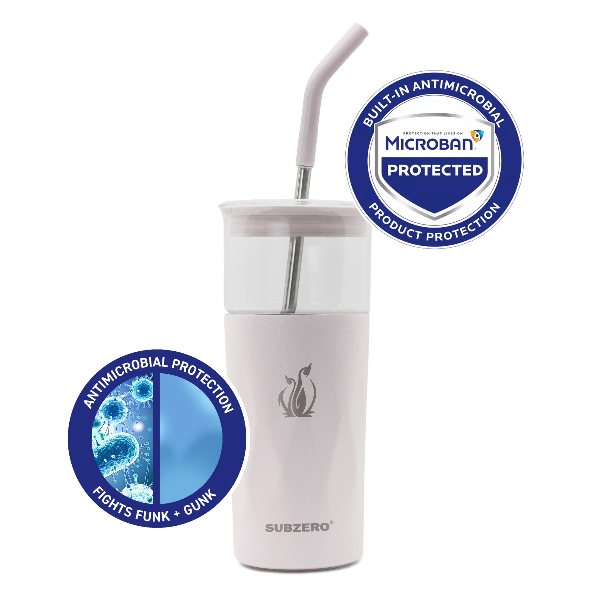 SUBZERO® Iced 22 Ounce Chai Tumbler with Glass Inner and Straw, Copper Lined Stainless Steel, Vacuum Insulated