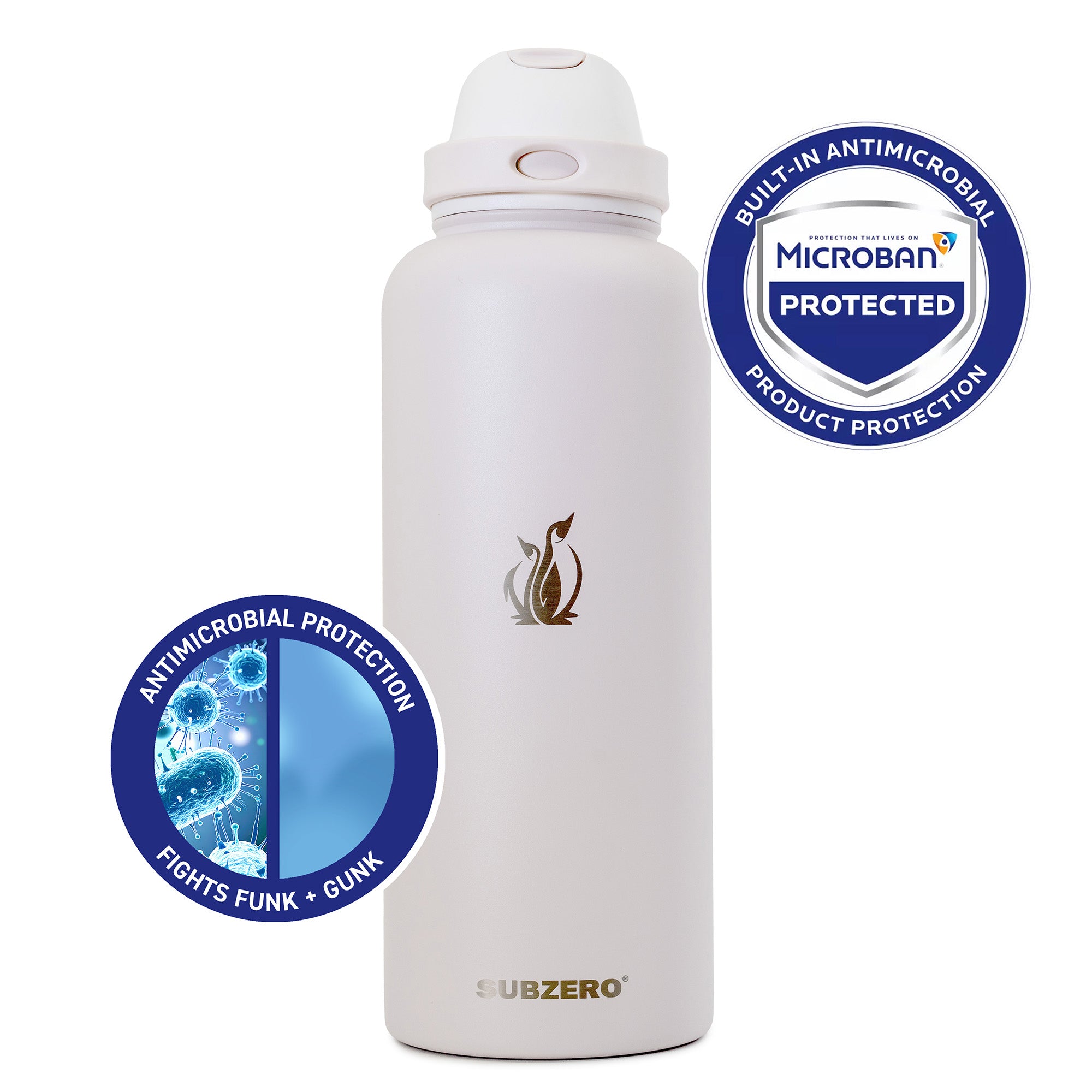 SUBZERO® DUO 64 Ounce Chai Water Bottle with Straw and Flip Up Handle, Copper Lined Stainless Steel, Leak Proof