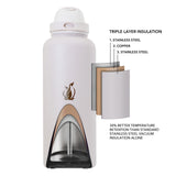 SUBZERO® DUO 64 Ounce Chai Water Bottle with Straw and Flip Up Handle, Copper Lined Stainless Steel, Leak Proof
