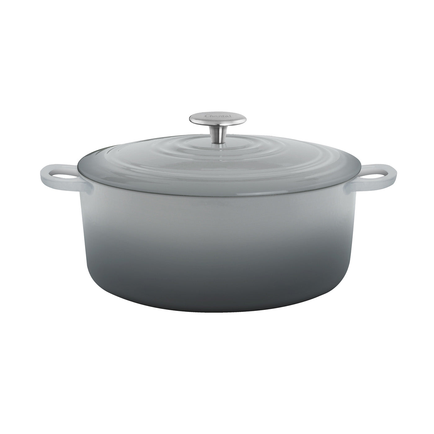 Chantal 5.6 Qt Round Cast Iron Dutch Oven, Fade Grey